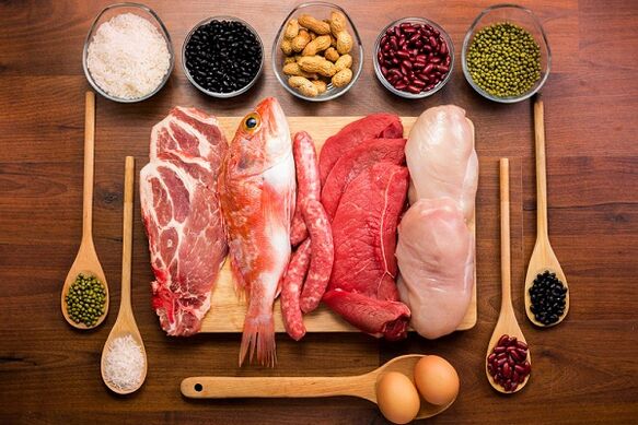 Meat and fish products are shown with prostate